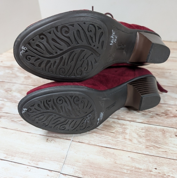 Earth Leather Peep Toe Dress Shoe Bootie Zip enclosure Women's Size 8.5 Burgundy - Picture 10 of 14